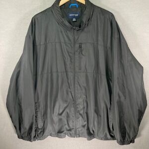 St Johns Bay Mens Black Full Zip Lightweight Jacket Windbreaker 4XL